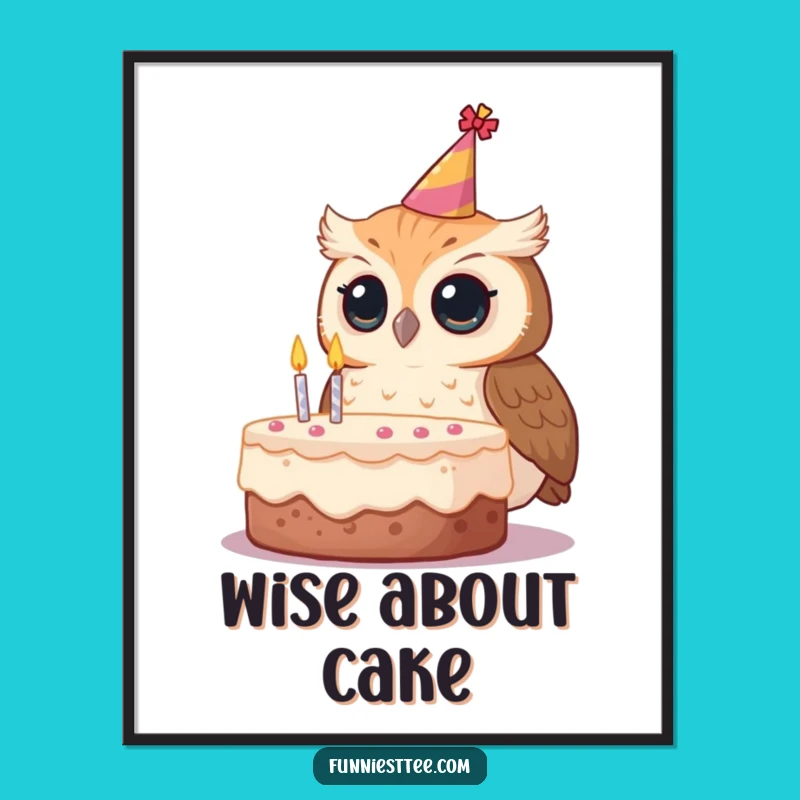 Funny Owl Birthday Digital Print: Whimsical Art for Your Walls
