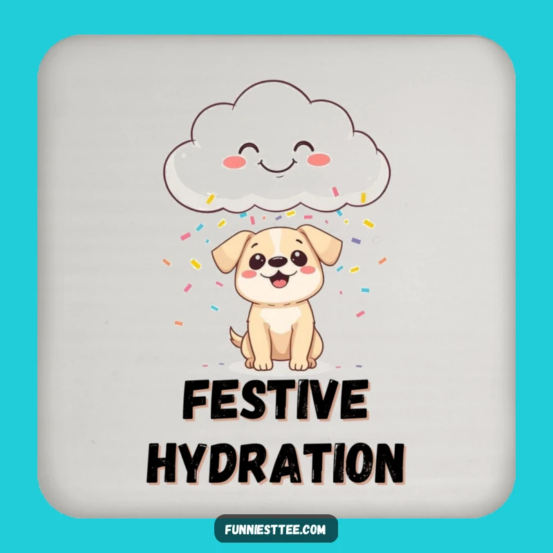 Funny Confetti Cloud Dog Coaster - Protect Surfaces Pet Party Gift