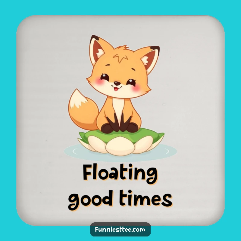 Funny Fox Cub Lily Pad Drink Coaster - Protect Surfaces with Whimsical Charm