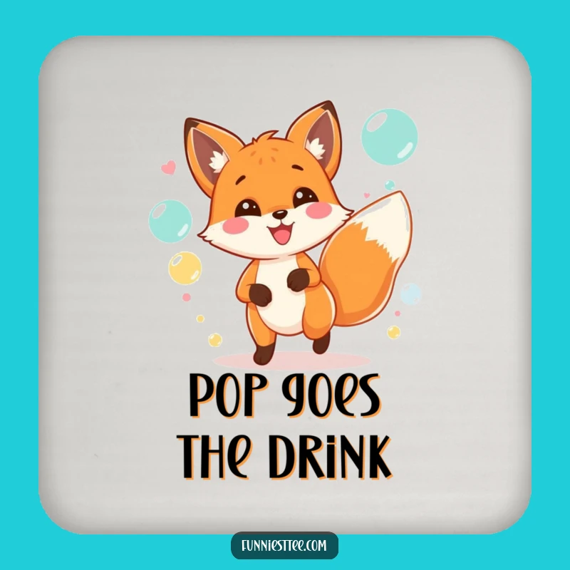 Funny Fox Party Coaster: Protect Surfaces with Bubble Chasing Charm