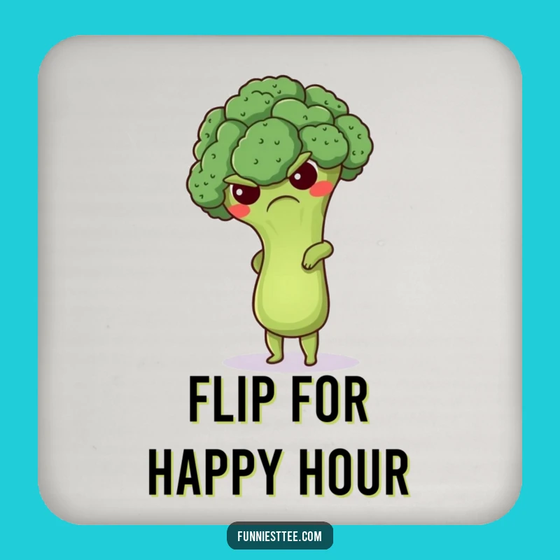 Funny Grumpy Broccoli Handstand Coaster - Protect Drinks with Veggie Humor