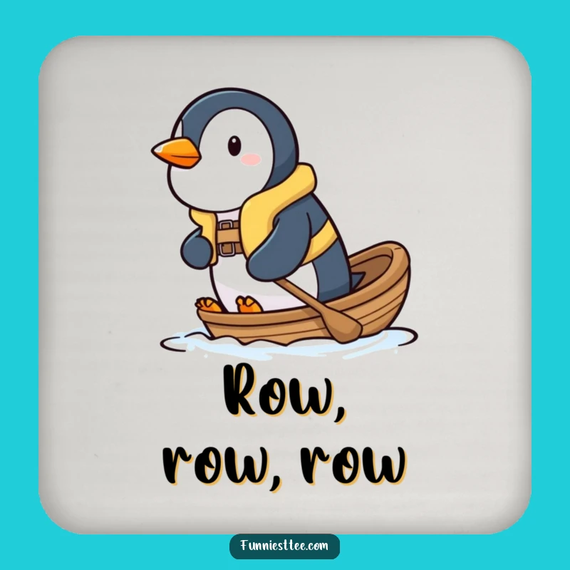 Funny Penguin Boat Drink Coaster - Protect Surfaces with Brave Charm
