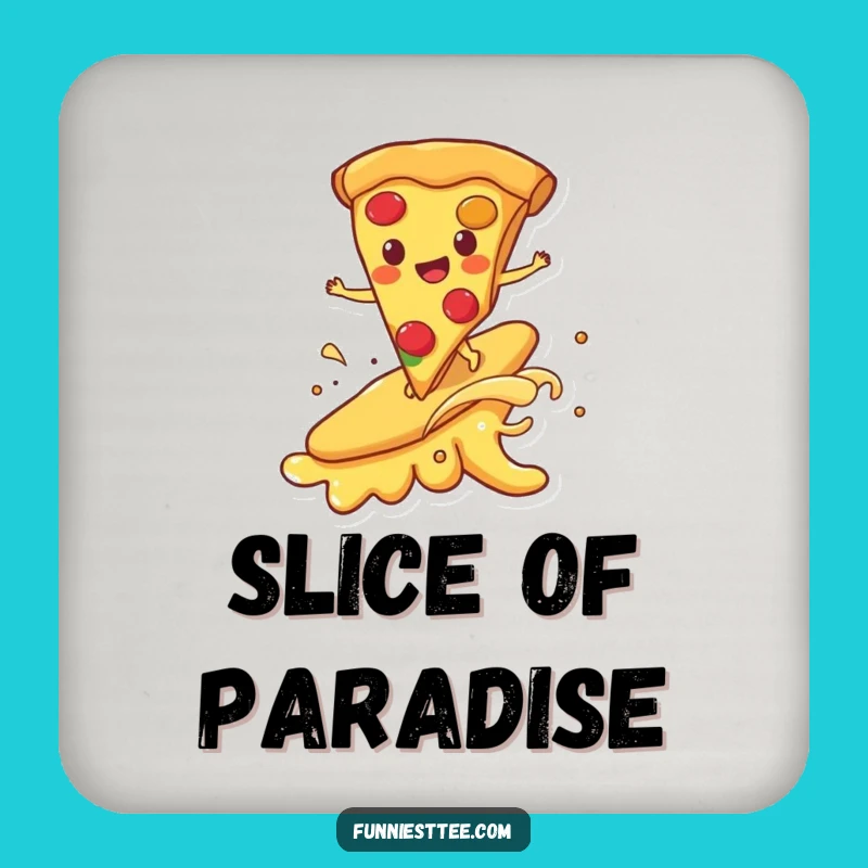 Funny Pizza Surf Drink Coaster - Protect Surfaces with Delicious Art