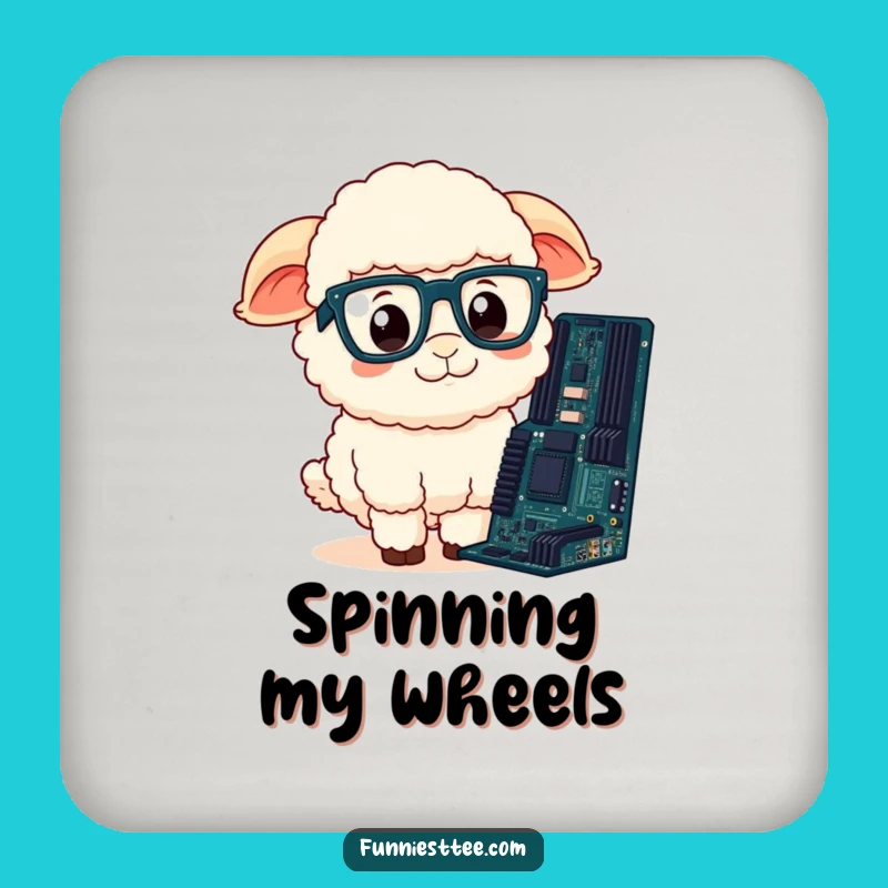 Funny Sheep Drink Coaster: Confused Sheep & Motherboard, Quirky Tech Gift