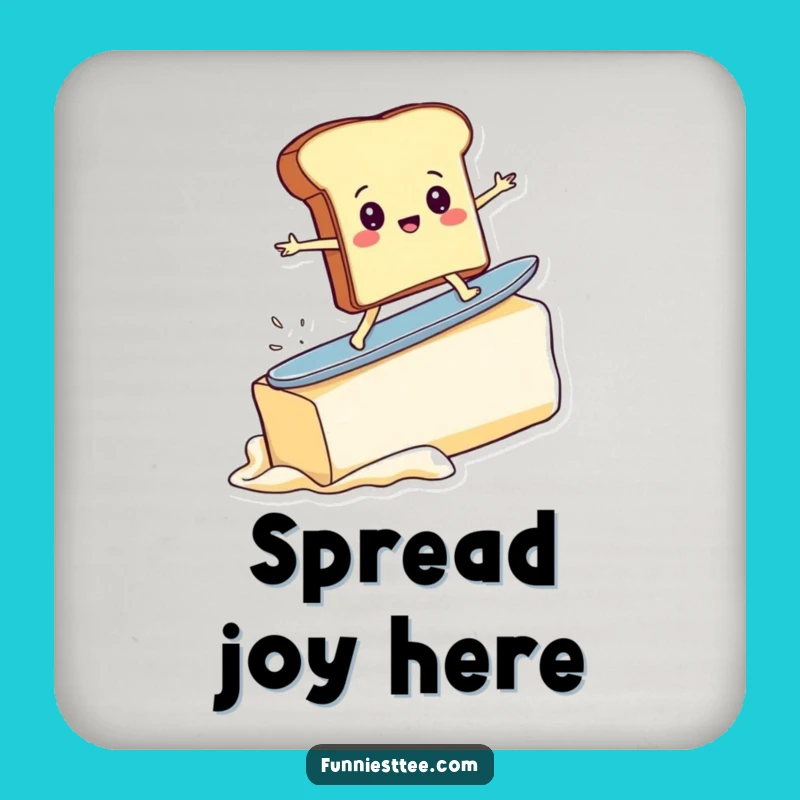 Funny Toast Surfer Coaster - Butter Wave Protection, Hilarious Drink Gift