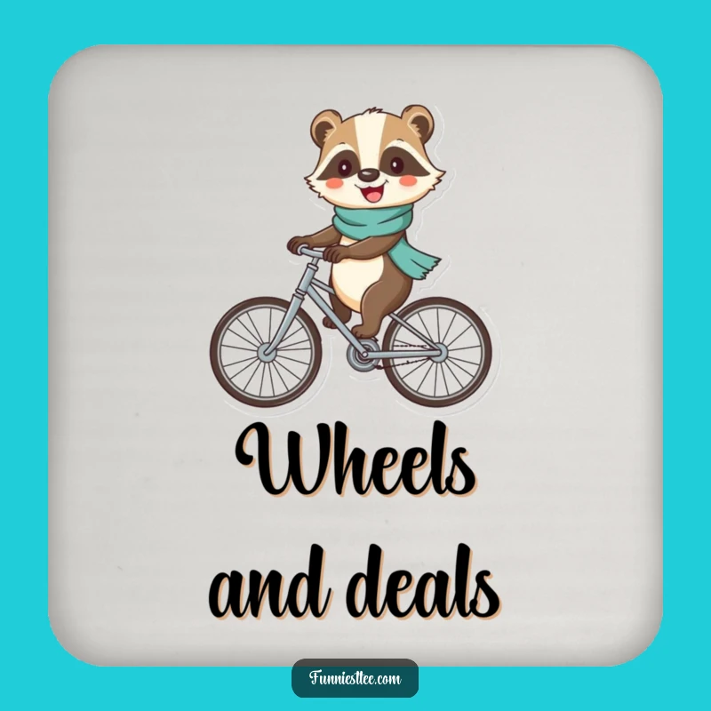 Funny Badger Bicycle Drink Coaster - Protect Surfaces with Whimsical Charm