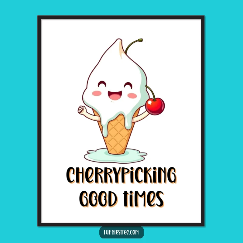 Funny Ice Cream High-Five Poster - Sweet Wall Art with Hilarious Charm