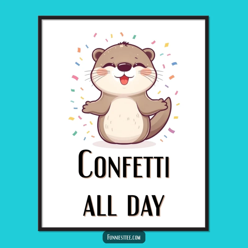Funny Otter Spinning Poster - Whimsical Joyful Decor!