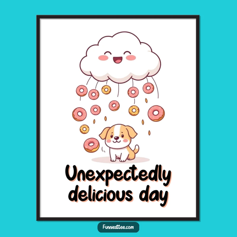 Funny Cloud Raining Donuts Poster - Whimsical Wall Decor