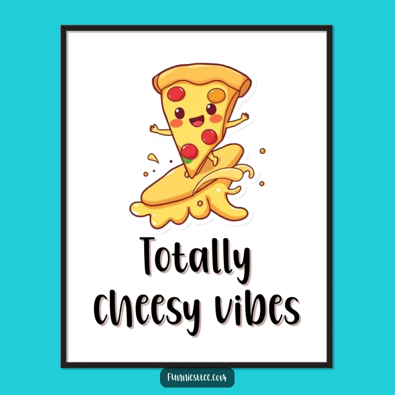 Funny Pizza Surf Poster - Delicious Wall Art for Kitchens and Pizzerias