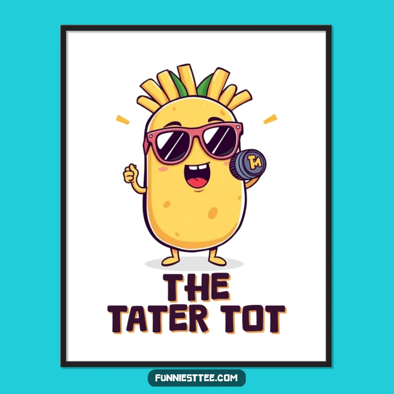 Funny Potato Rockstar Poster: French Fry Mic Art - Unique Funny Gift!