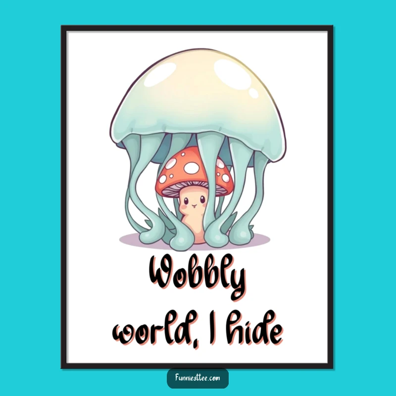 Funny Shy Mushroom Poster: Adorable Wall Art for a Gentle Laugh
