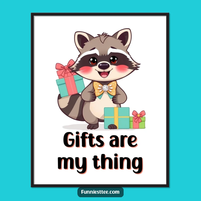 Funny Raccoon Gift Balancer Poster: Dapper Decor for Your Walls