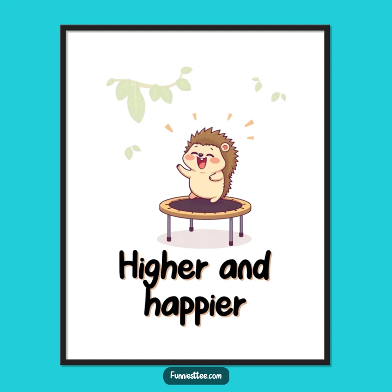 Funny Hedgehog Trampoline Poster - Hilarious Animal Launch Art Print Gift