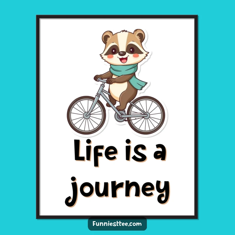 Funny Badger Bicycle Poster - Cheerful Art for Cycling Enthusiasts