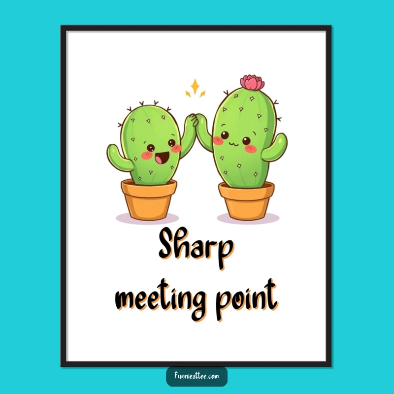 Funny Cactus High-Five Poster - Prickly Pals Art, Humorous Decor Gift