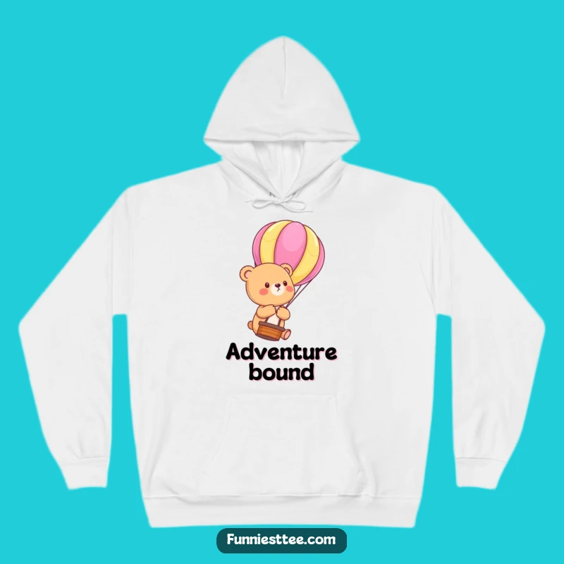 Funny Bear Cub Balloon Hoodie: Adventure Comfort, Cozy Gift