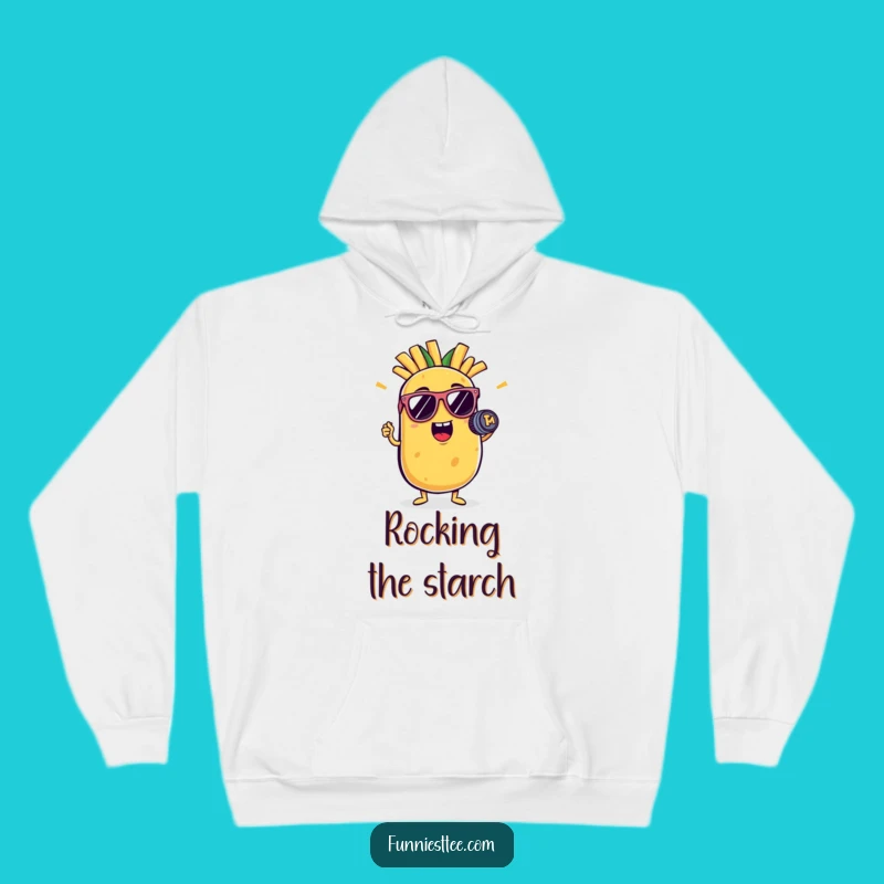 Cool Funny Potato Sunglasses Hoodie: Rockstar Fry Mic Style - Perfect Funny Gift!