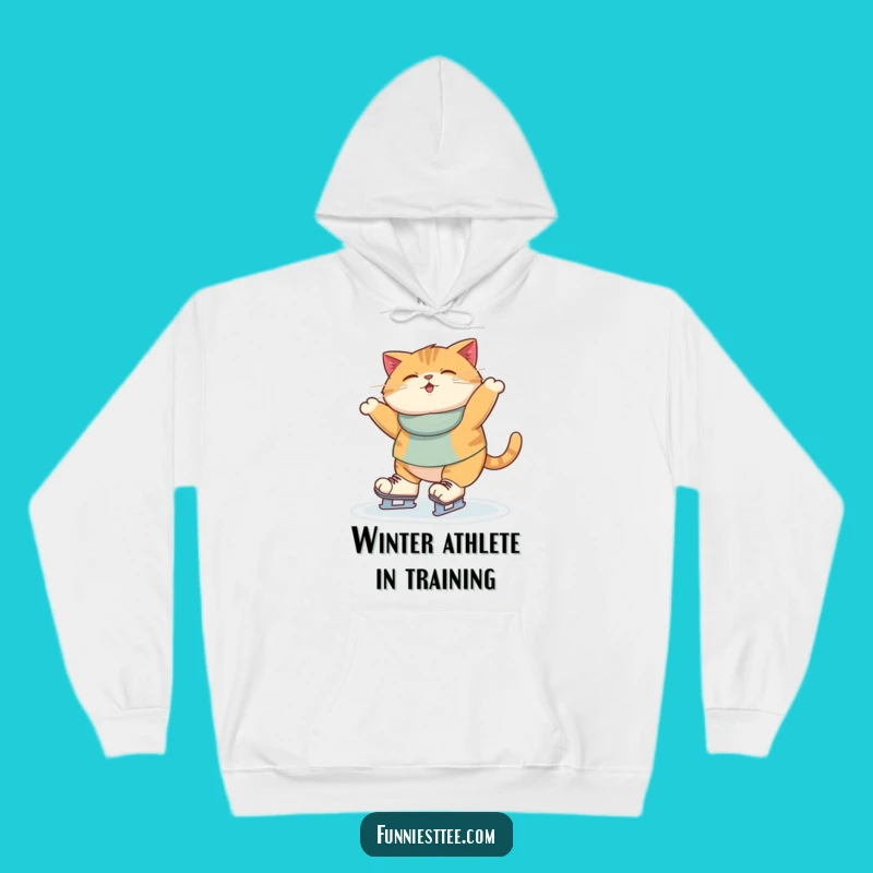Funny Ice Skating Cat Hoodie - Cozy Wobbling Feline Sweatshirt Gift