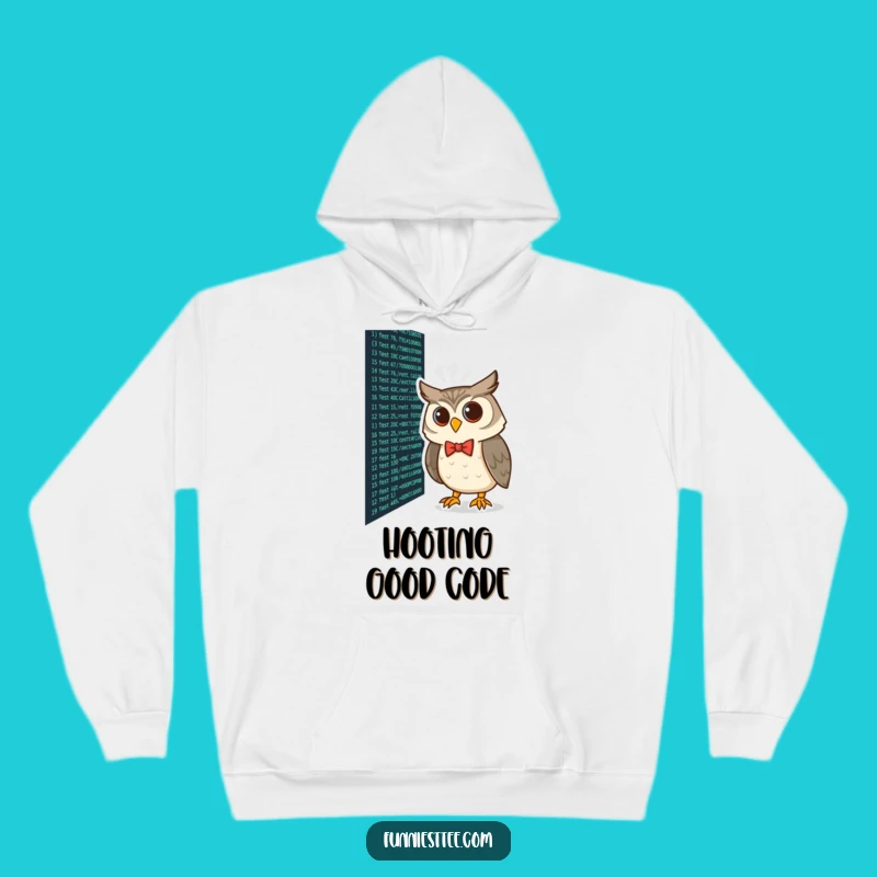 Funny Coding Owl Hoodie: Cozy Bow Tie Owl, Programmer's Comfort
