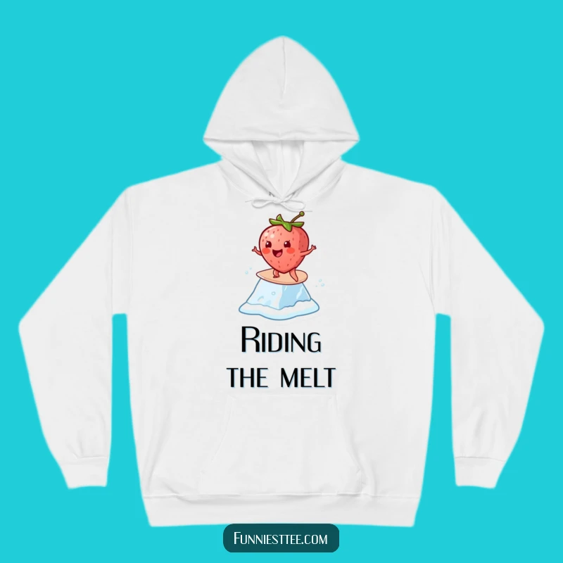Funny Strawberry Surf Hoodie: Cozy Cheerful Character Warm Funny Gift