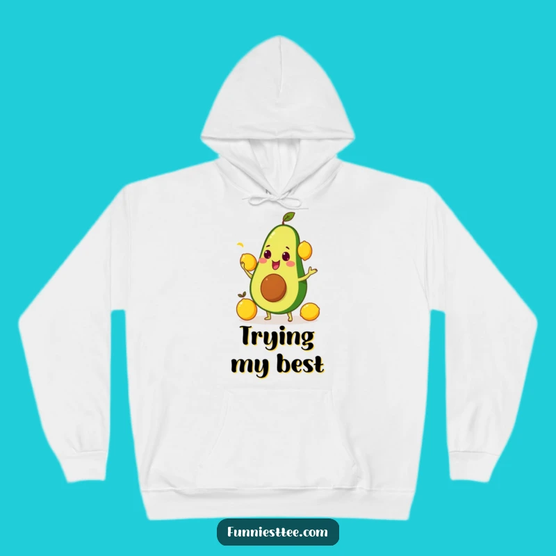 Cozy Funny Avocado Juggling Hoodie: Warmth Meets Whimsical Food Humor