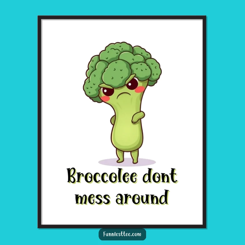 Free Printable Wall Art: Grumpy Broccoli Handstand Funny Downloadable Decor