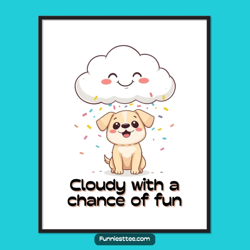 Funny Free Printable Wall Art: Confetti Cloud Dog Art Download