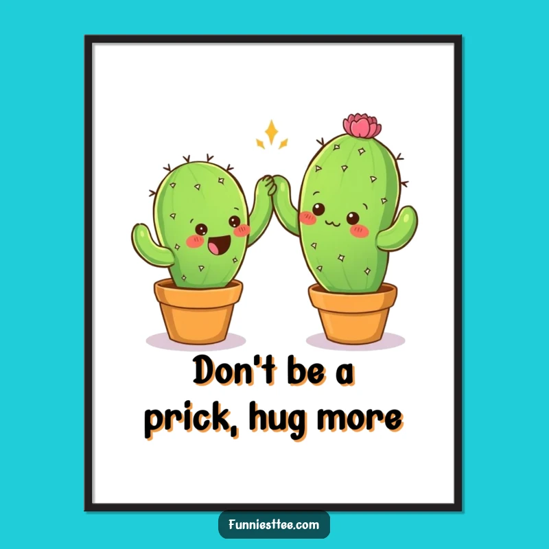Funny Printable Wall Art: Cactus High-Five, Quirky Downloadable Decor Gift