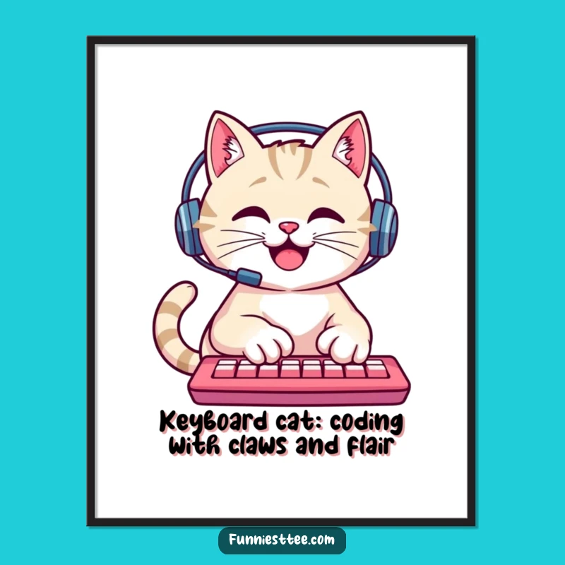 Free Printable Cat Wall Art: Keyboard Cat Legend, Downloadable Funny Home Decor