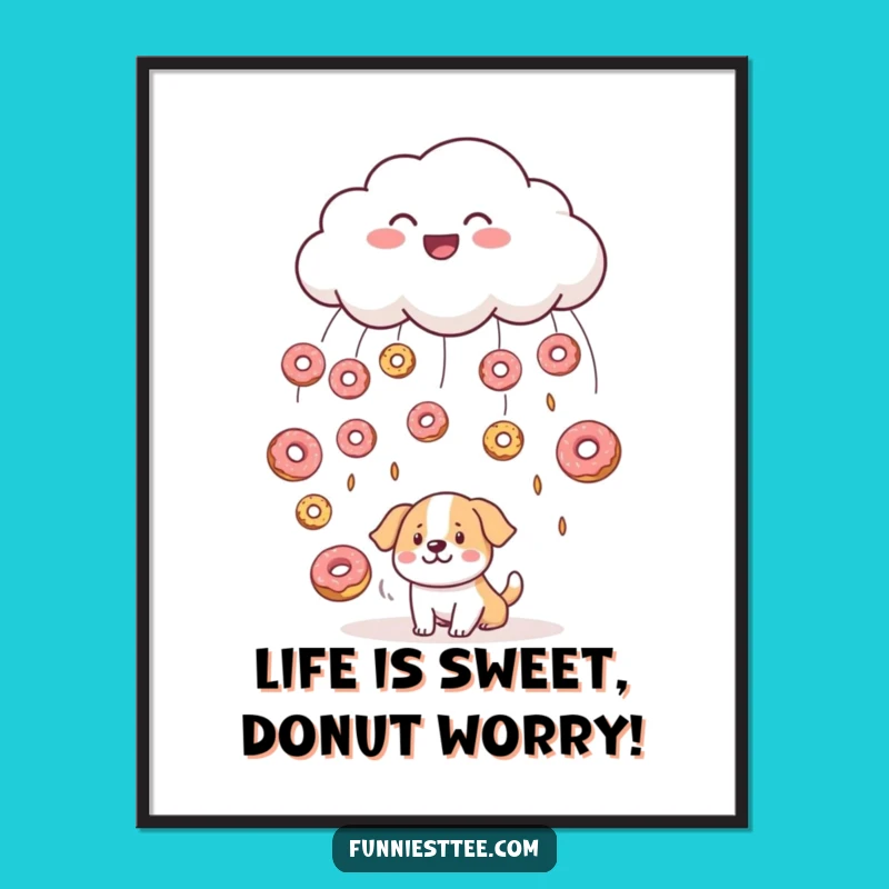 Free Printable Funny Cloud Donuts Dog Wall Art - Whimsical Downloadable Decor