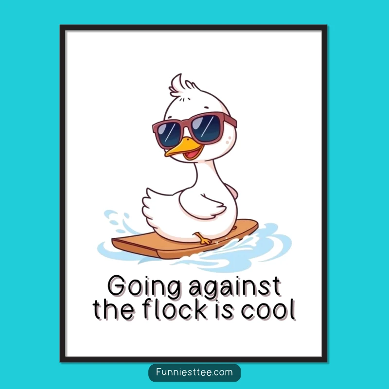 Free Printable Goose Waterskiing Wall Art - Funny Downloadable Decor Gift
