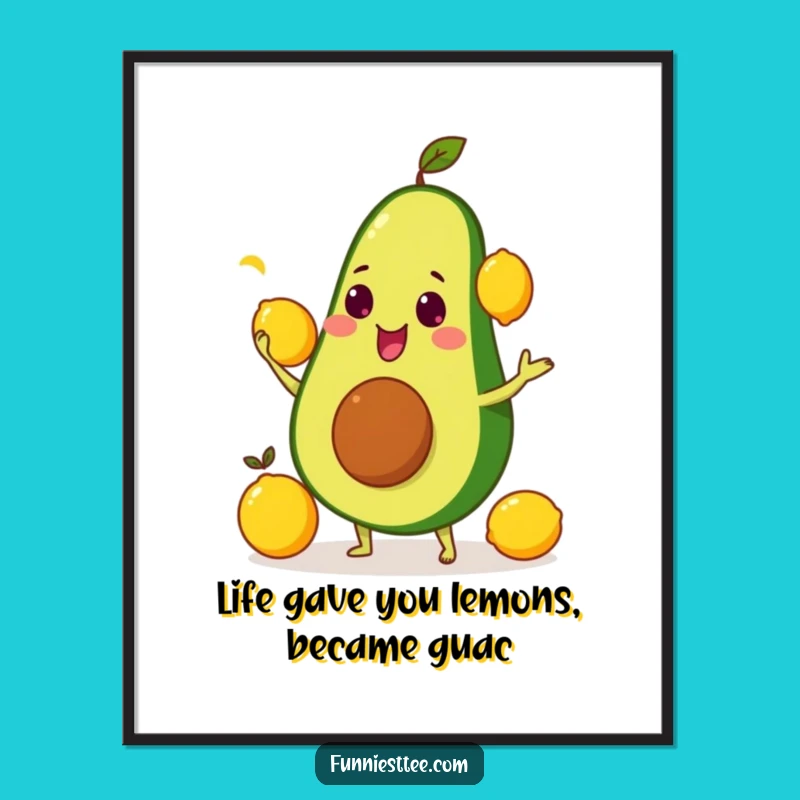 Funny Free Printable Wall Art: Juggling Avocado Character - Quirky Downloadable Art
