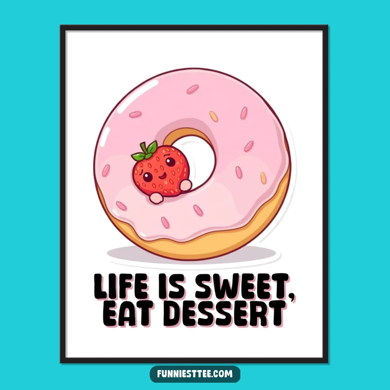 Funny Free Printable Wall Art: Strawberry Donut Duo Art Download