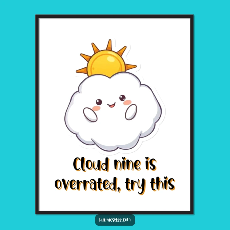 Funny Printable Wall Art: Cloud Holding Sun, Whimsical Downloadable Decor Gift