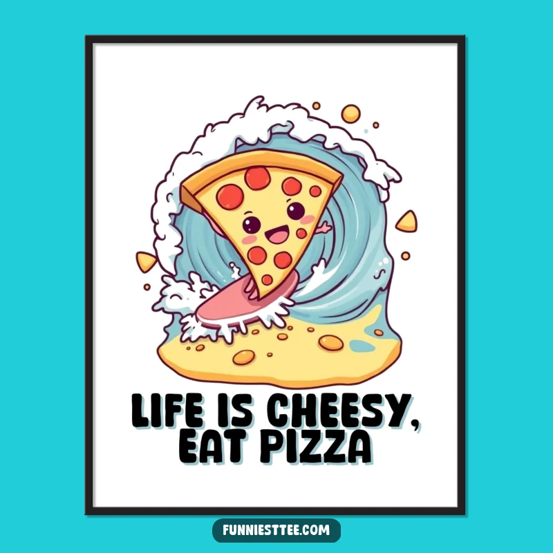 Free Printable Pizza Surfing Wall Art - Funny Downloadable Decor Gift