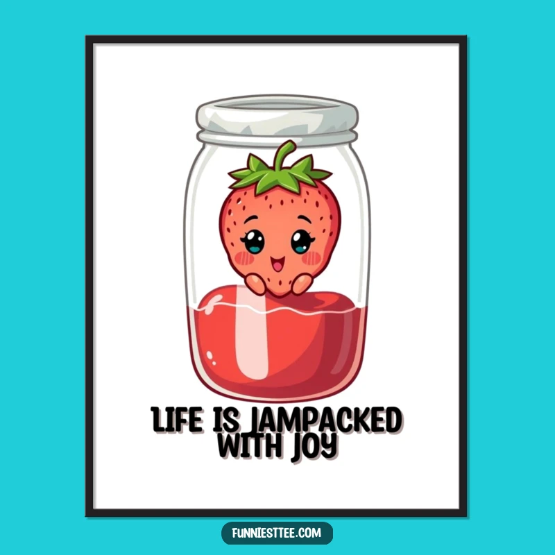 Funny Free Printable Wall Art: Strawberry Jam Surprise, Quirky Downloadable Decor