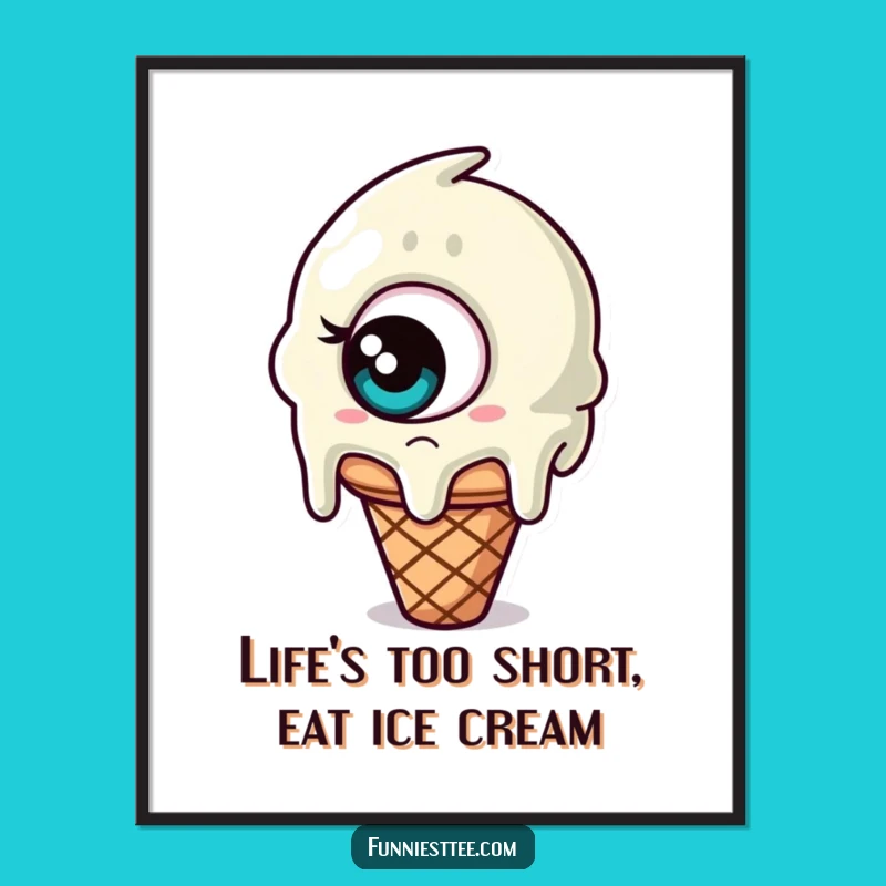 Funny Free Printable Wall Art: Melting Ice Cream Confusion, Quirky Downloadable Decor