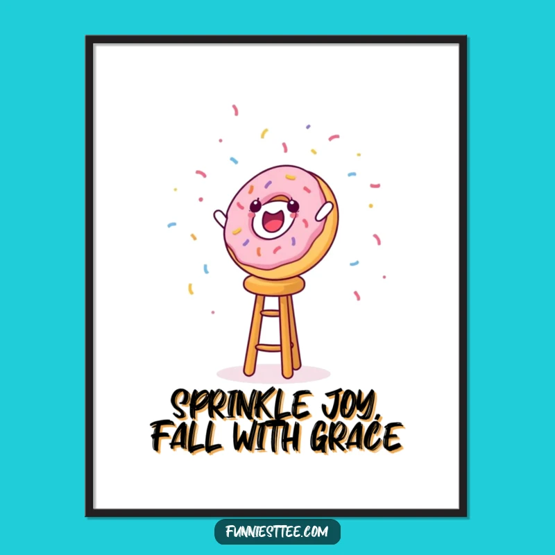 Funny Free Printable Wall Art: Falling Donut Character - Quirky Downloadable Art