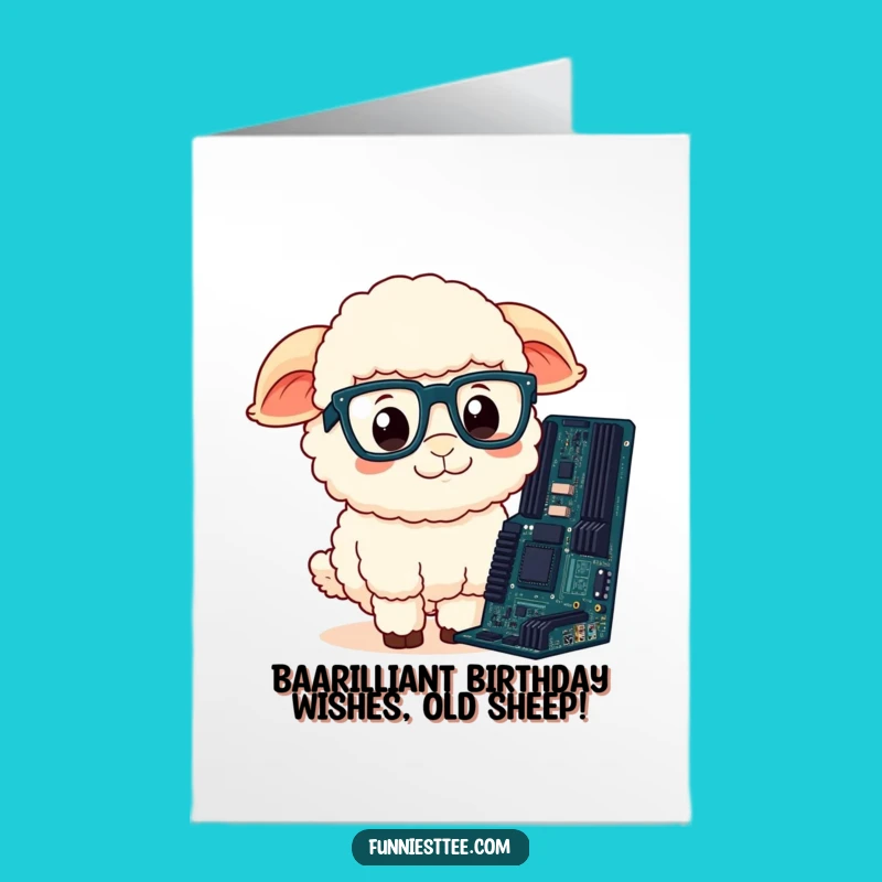 Free Printable Funny Sheep Birthday Card: Tech Confusion, Downloadable Gift for Geeks
