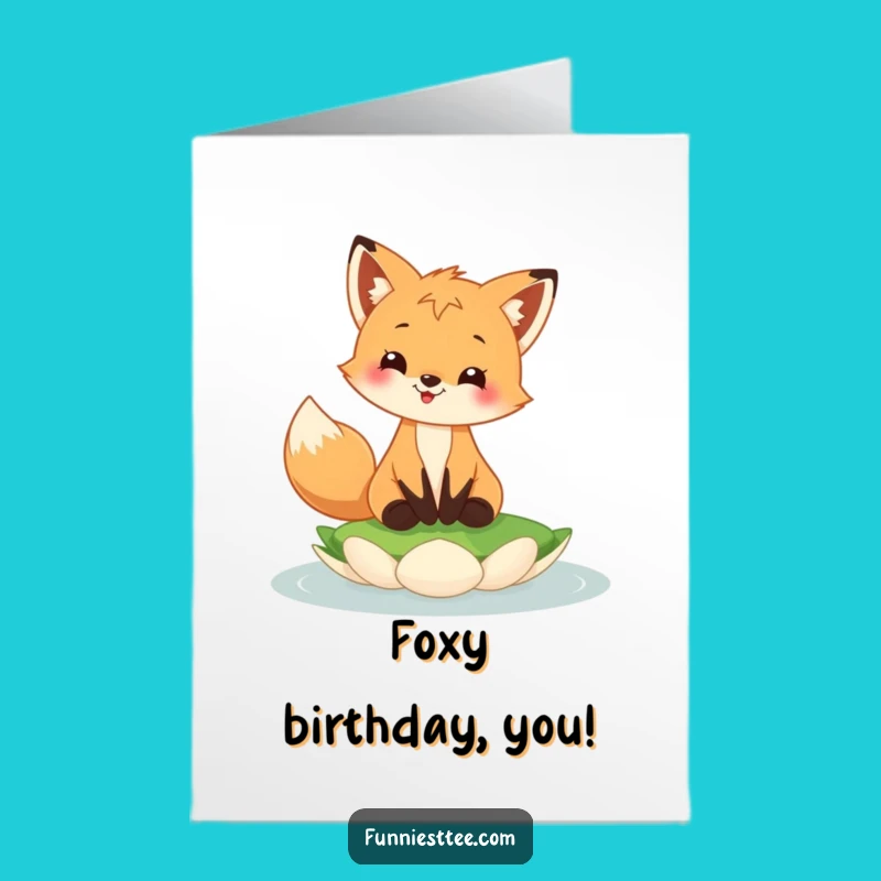 Free Printable Birthday Card: Fox Cub's Lily Pad Fun - Funny Downloadable Gift