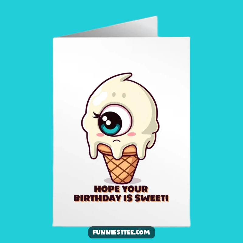 Free Printable Birthday Card: Confused Melting Ice Cream, Funny Downloadable Gift