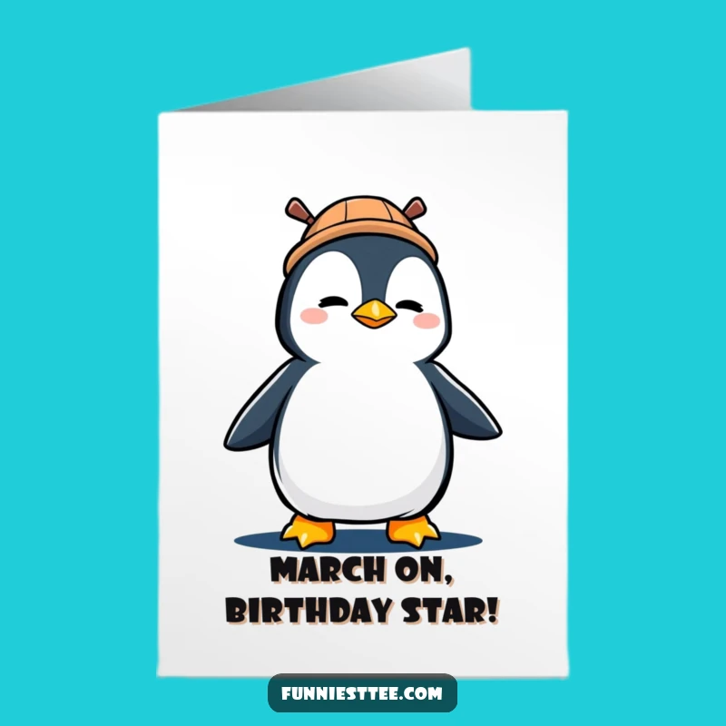 Free Printable Penguin Birthday Card: Funny Downloader for Marching into Fun