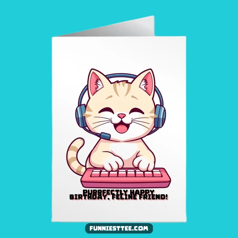 Free Printable Cat Birthday Card: Typing Pro, Downloadable Gift for Gamers & Coders