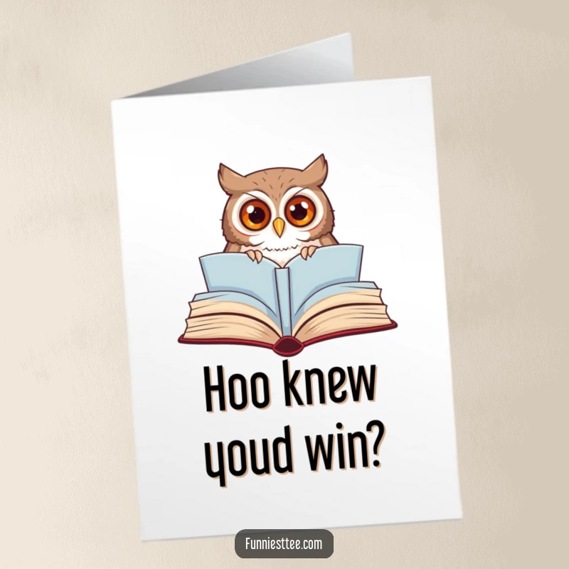 Funny Free Printable Congratulations card showing a curious owl peeking from a storybook, symbolizing big news and excitement, a great downloadable gift.
