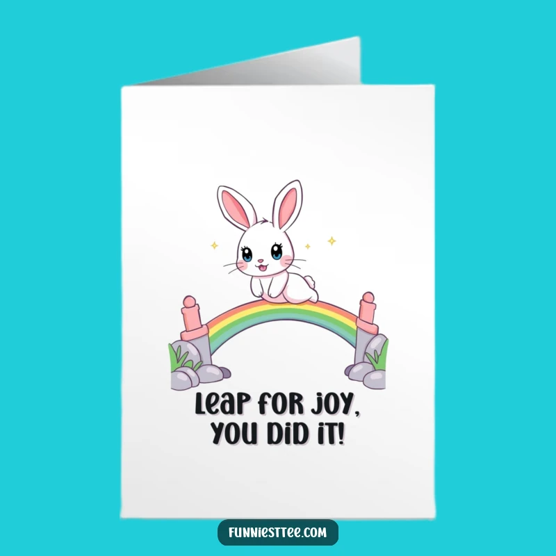 Free Printable Rainbow Rabbit Congrats Card: Uplifting Downloadable Gift for Bright Achievements!