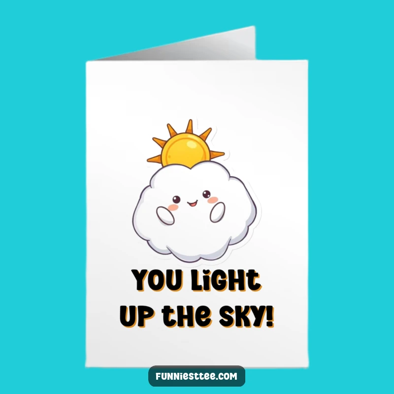 Free Printable Congrats Card: Cloud Holding Sun, Cheerful Downloadable Celebration