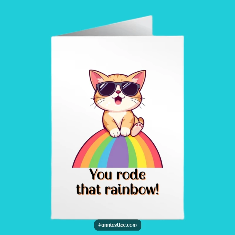 Free Printable Cat Rainbow Congrats Card: Epic Slide Downloadable Gift