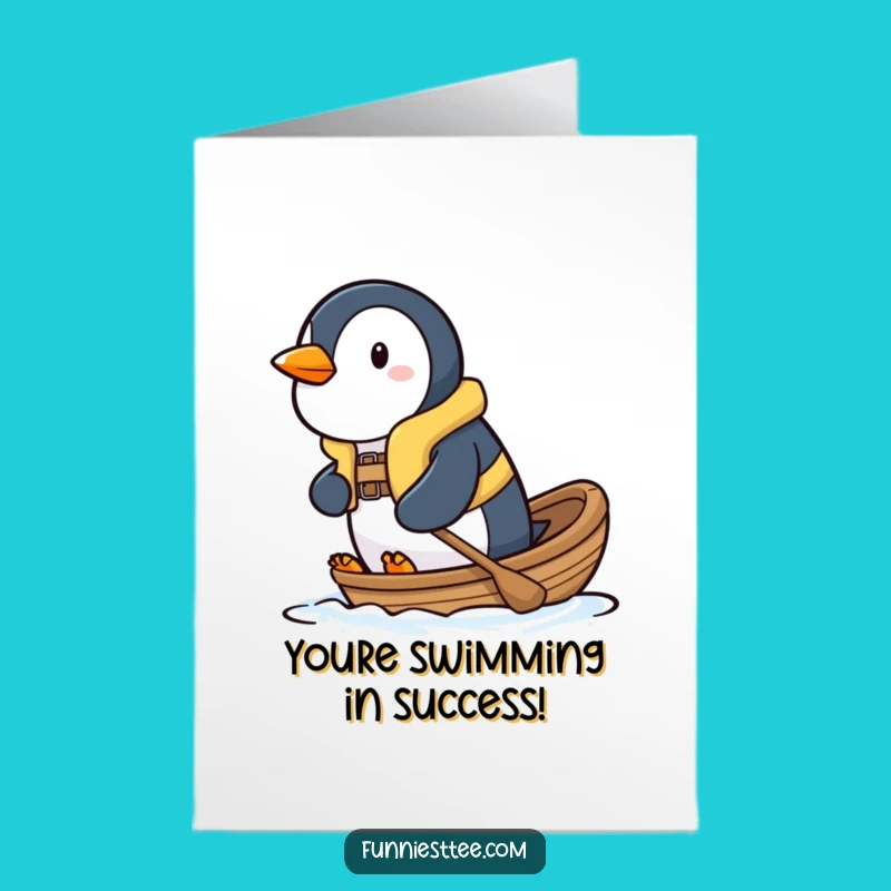 Free Printable Congrats Card: Penguin's Success Voyage - Funny Downloadable Gift