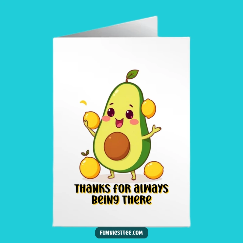 Free Printable Thank You Card: Avocado Juggling Lemons - Humorous Downloadable
